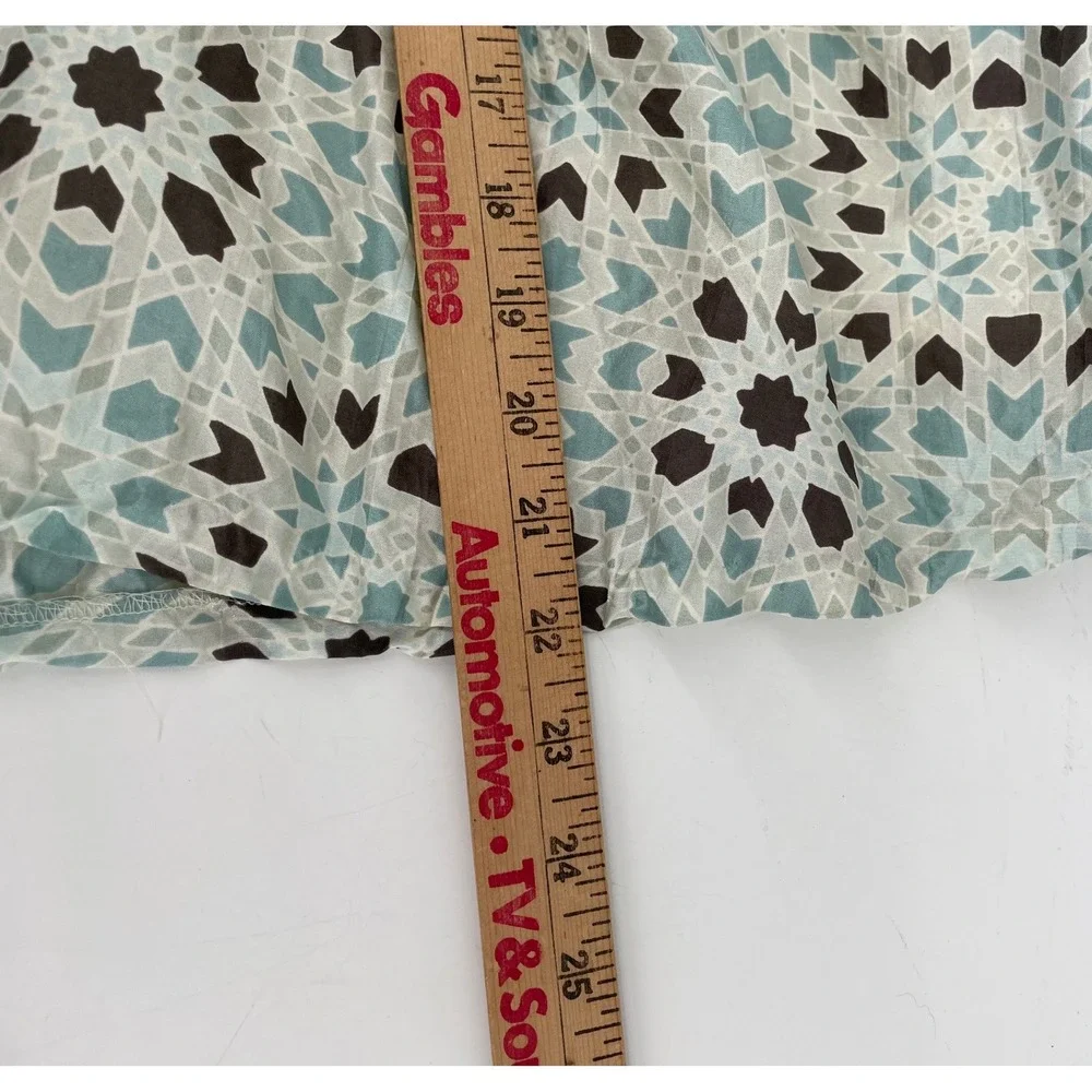 Banana Republic 100%‎ Silk Skirt Womens 0 Blue Teal Mosaic Luxury Coastal Artsy